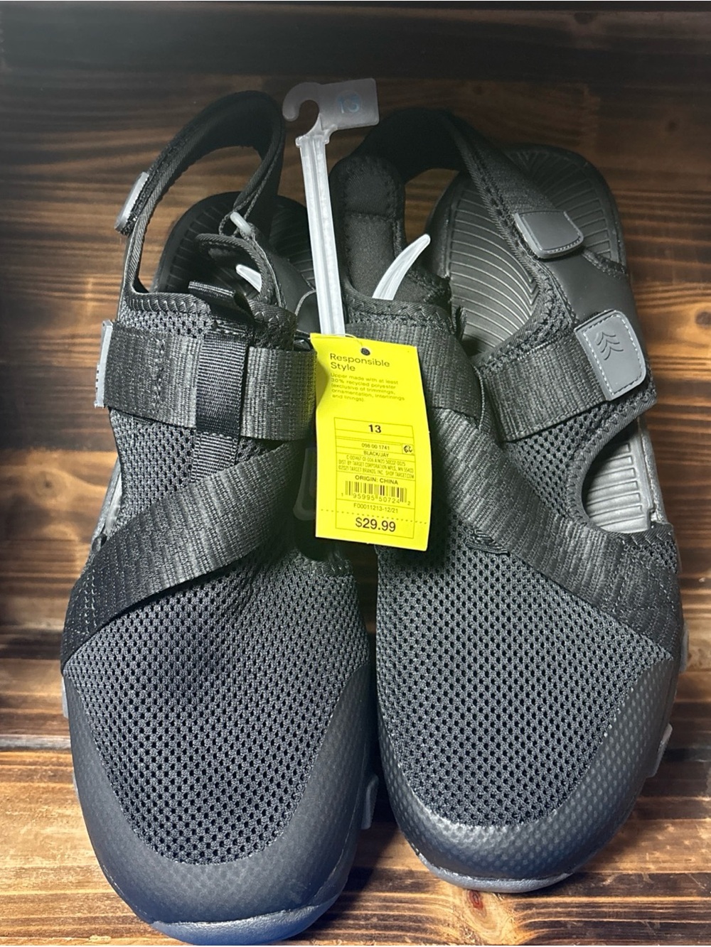 All In Motion Men's Black Jay Apparel Med. Width adjustable Water Shoes Size 13